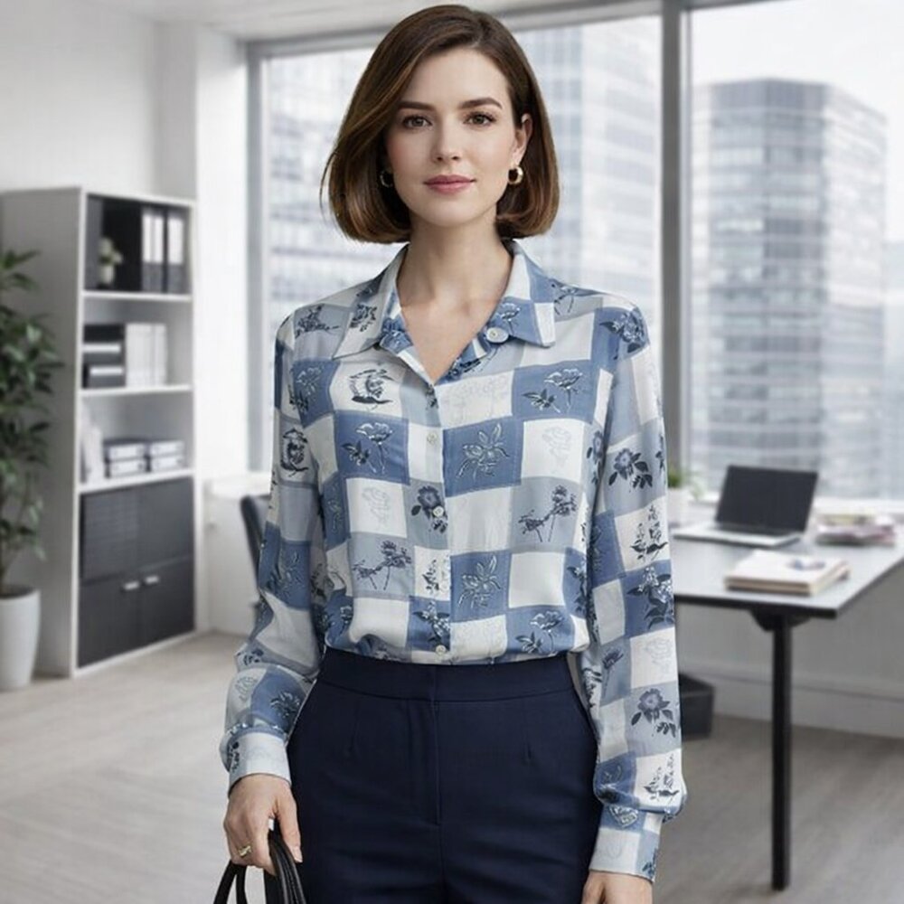 Silk Lore By Beth Terrell Silk Patchwork Floral S… - image 1